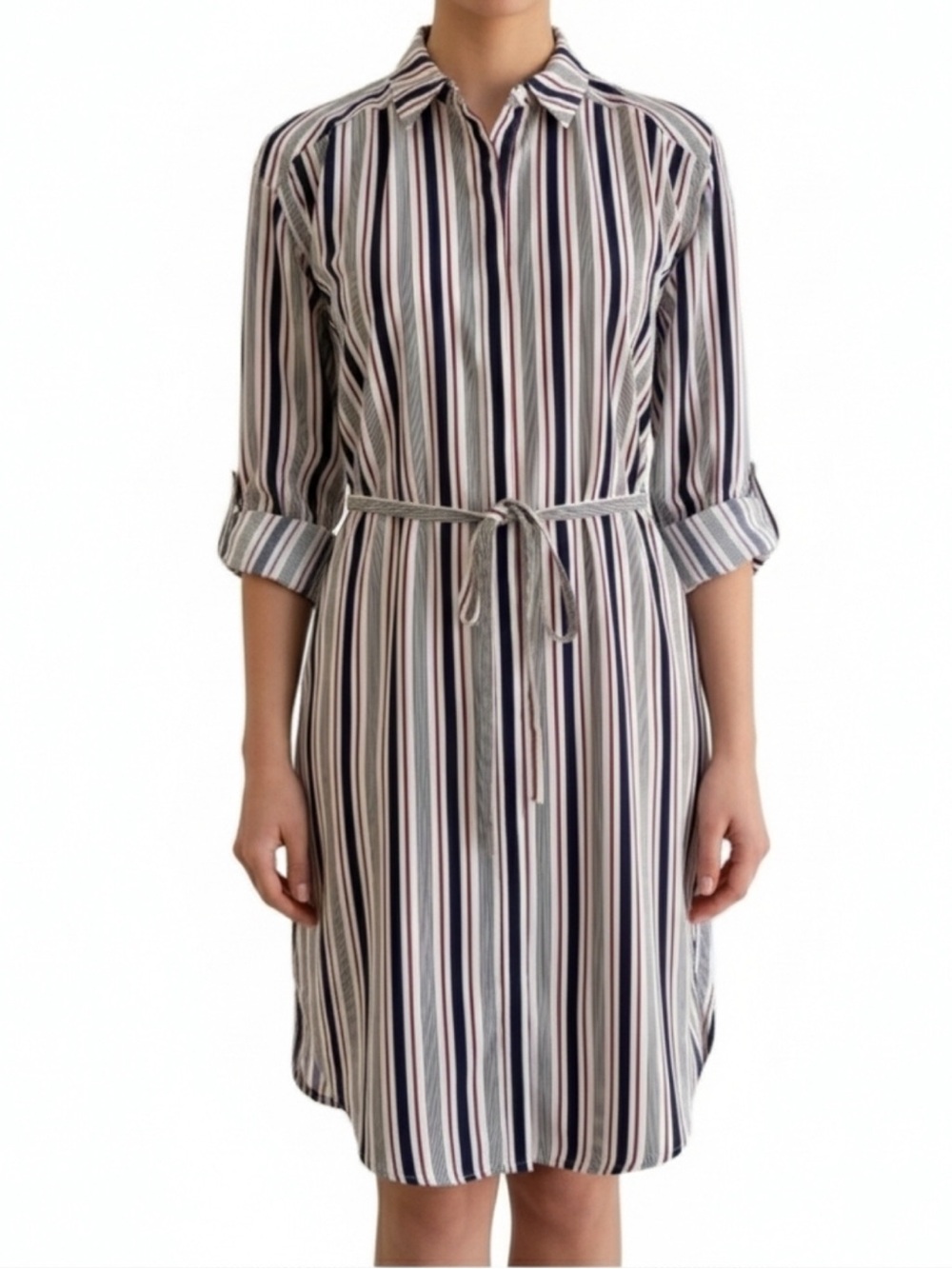 Express Striped Belted Button Down Utility Shirt Dress size Small